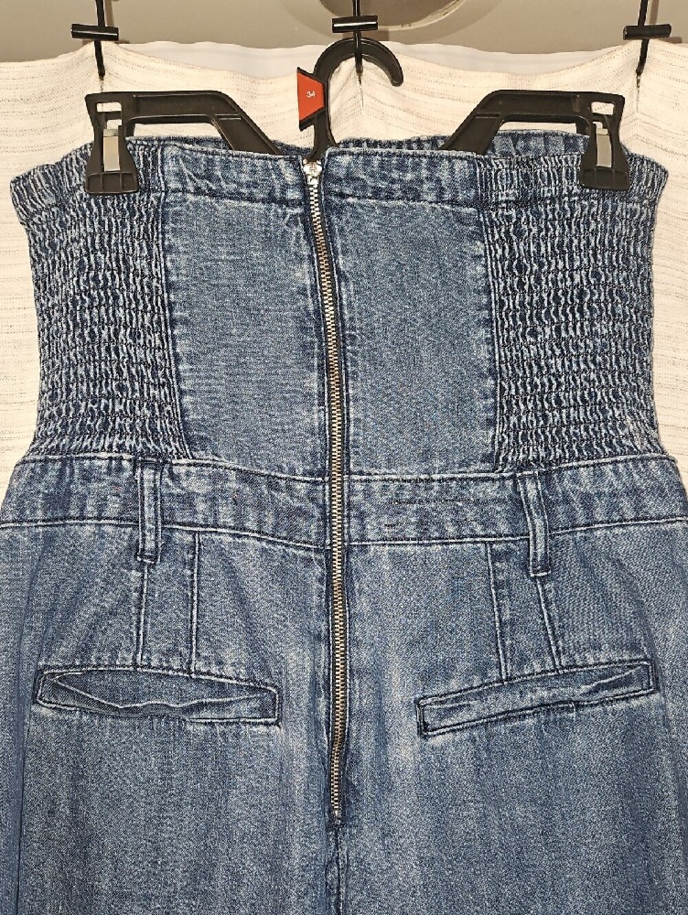 Anthropologie Pilcro The Skipper Strapless Denim Wide Leg Jumpsuit Size 10 - Picture 3 of 6